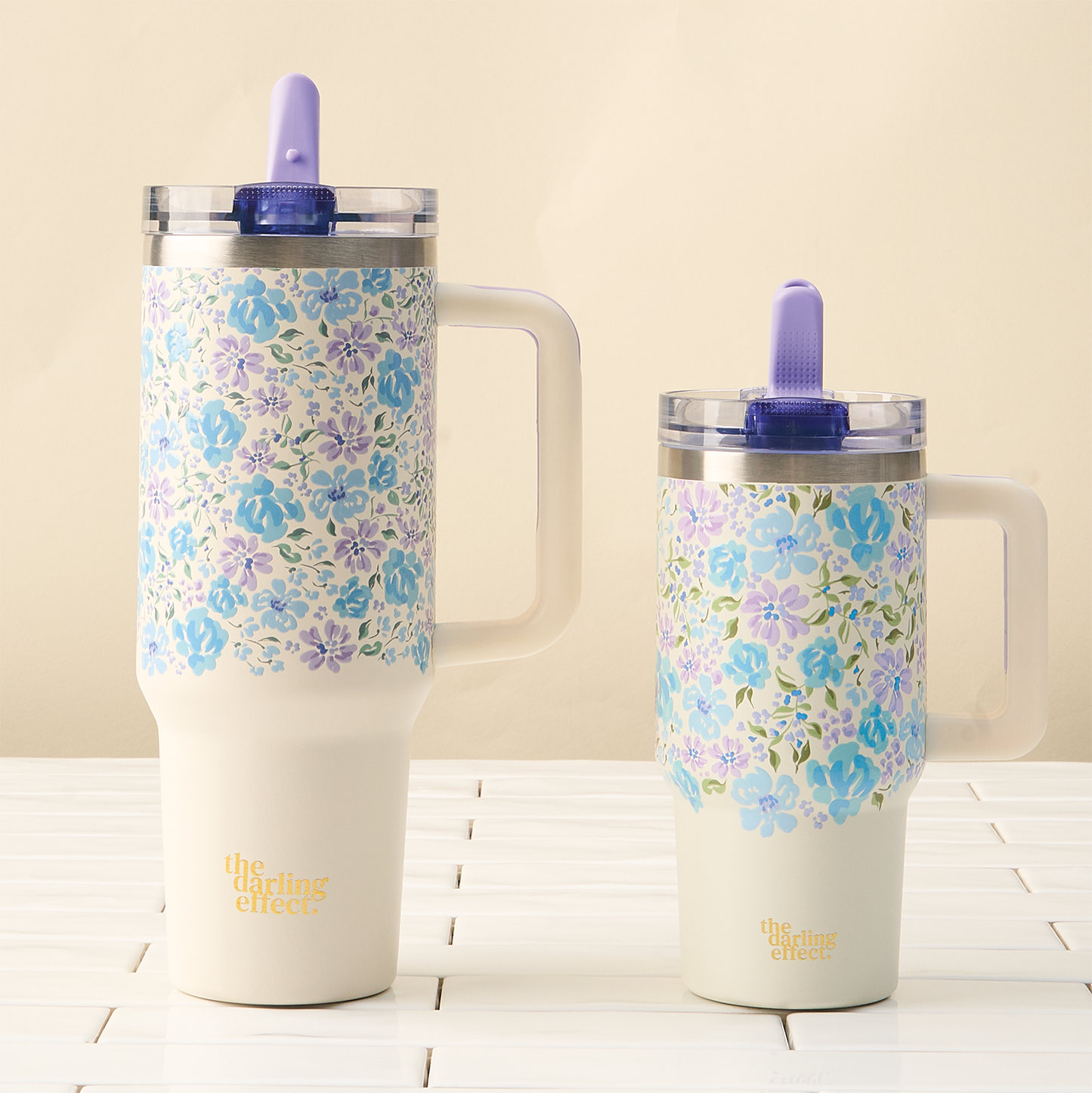 20 oz Lifestyle Flip Straw Tumbler-Secret Garden Blue