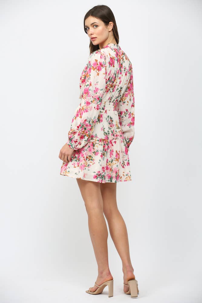 Sienna Bloom Tie-Neck Dress