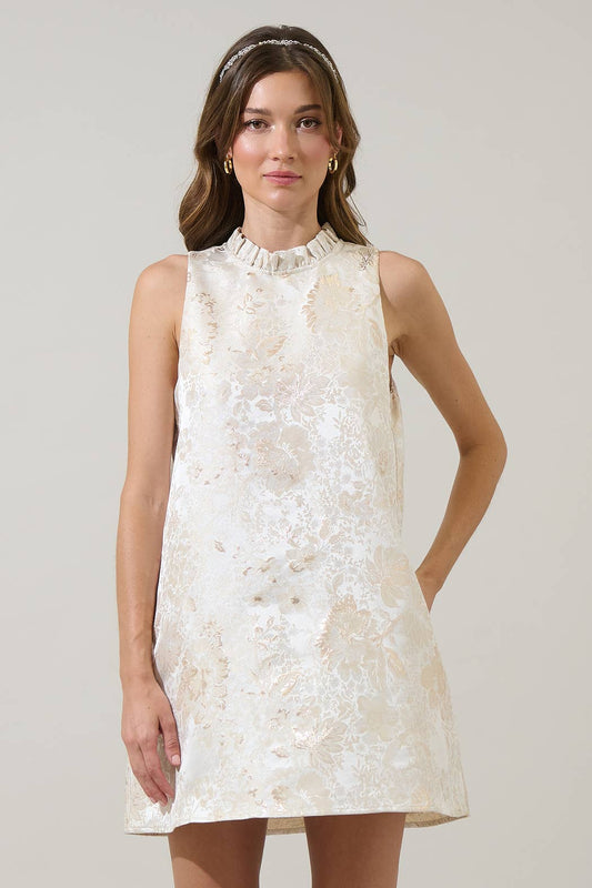 Jaiyana Jacquard Benson Trapeze Mini Dress