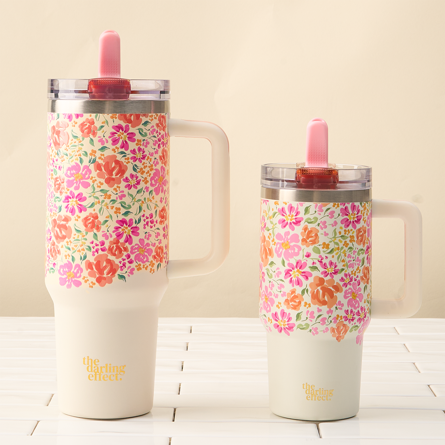 20 oz Lifestyle Flip Straw Tumbler-Secret Garden Pink