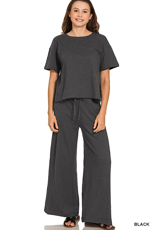 Lily Cotton Slub Tee & Pants Set