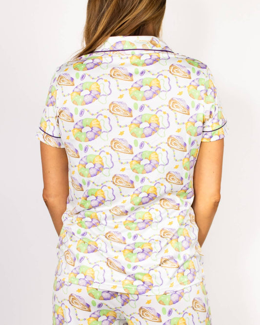 King Cake Love Button-Up Sleep Shirt