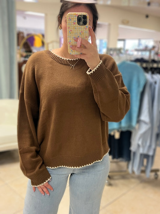 Fall Classic Scallop Trim Sweater