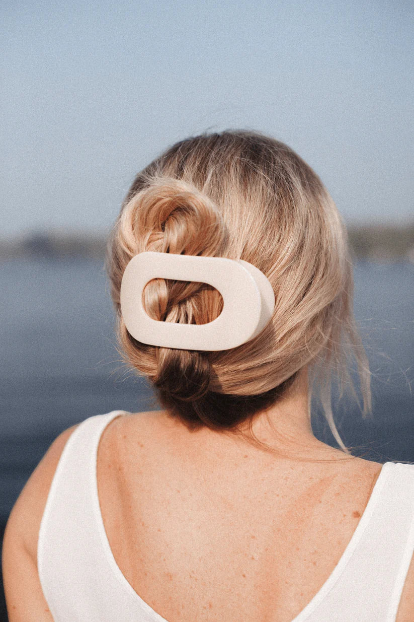 Flat Round Hair Clip - Small - Almond Beige
