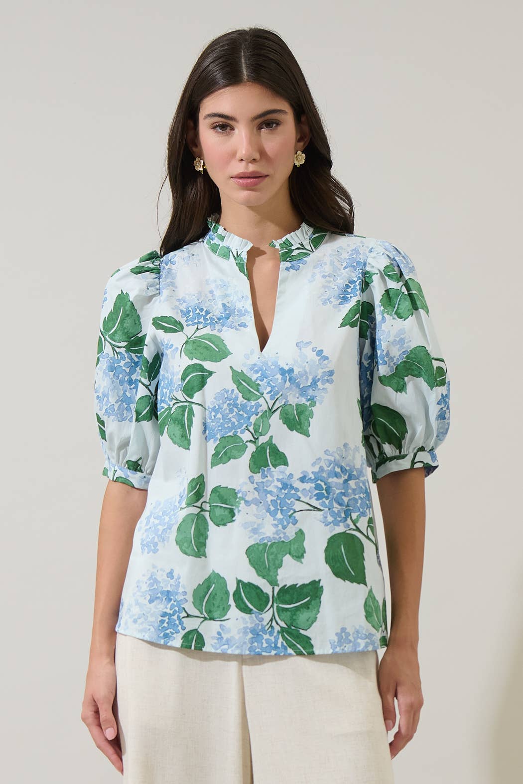 Mirla Floral Terri Puff Sleeve Top