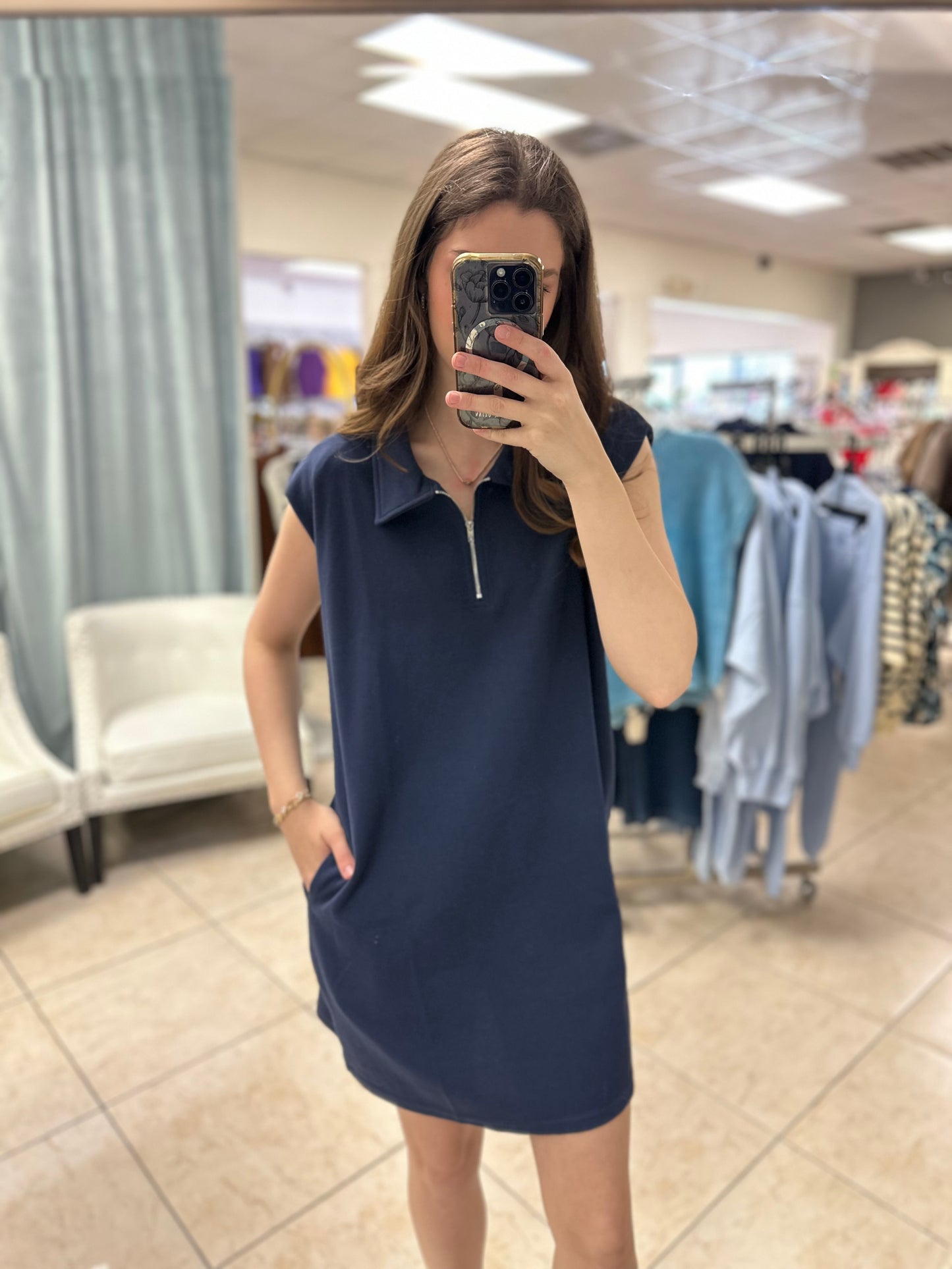 Coastal Zip Polo Dress
