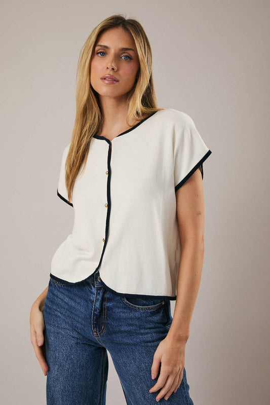 Lila Button Shoulder Knit Top