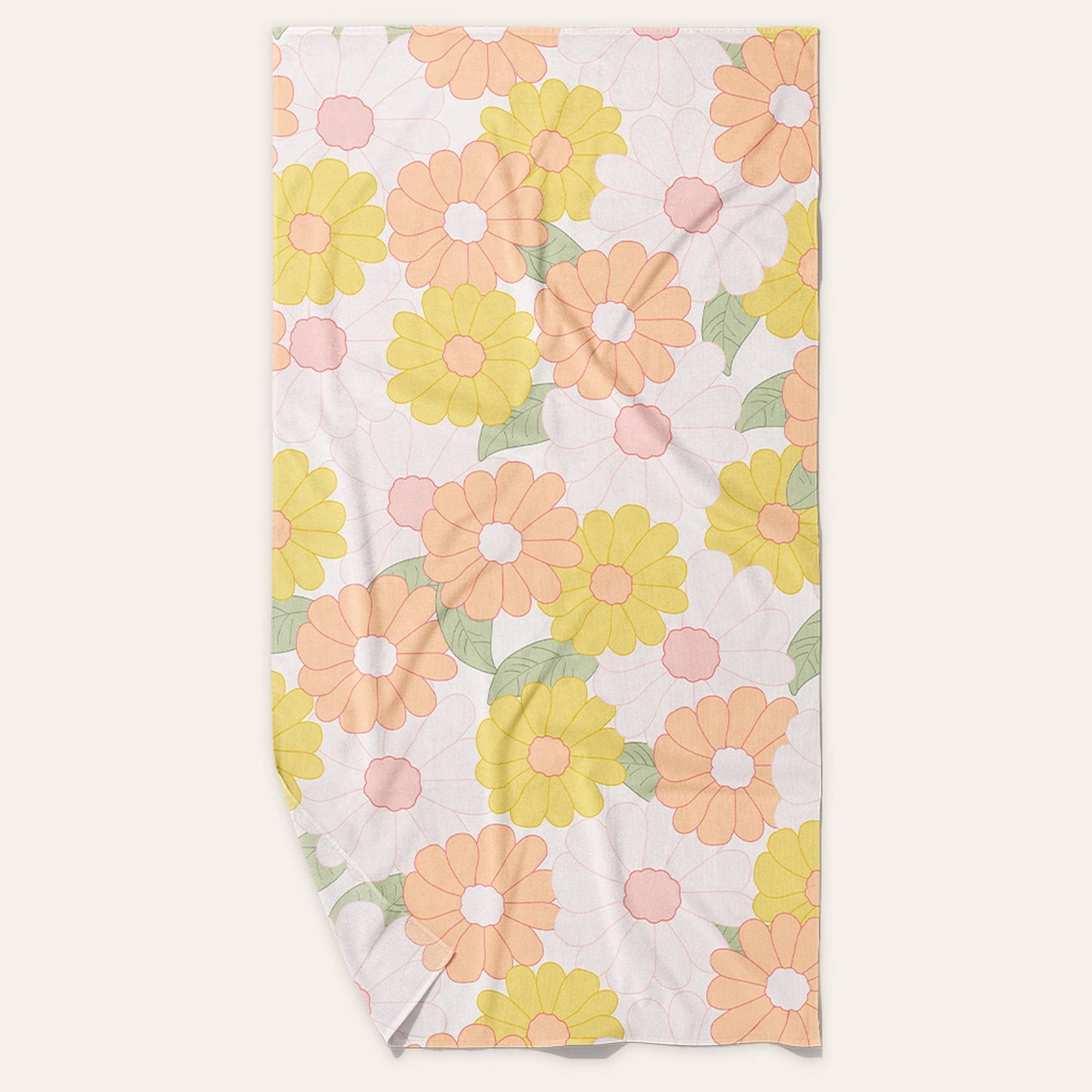 XL Quick-Dry Beach Towel-Daisy Craze Peach