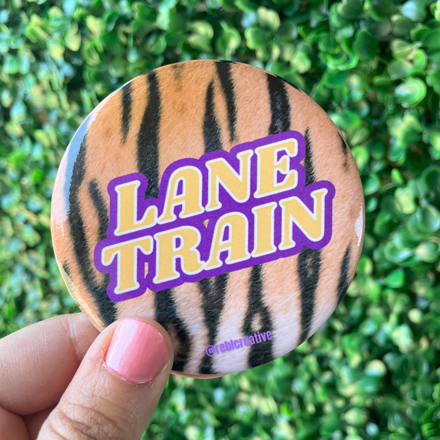 Lane Train - Tiger Stripe - Game Day Button 3”