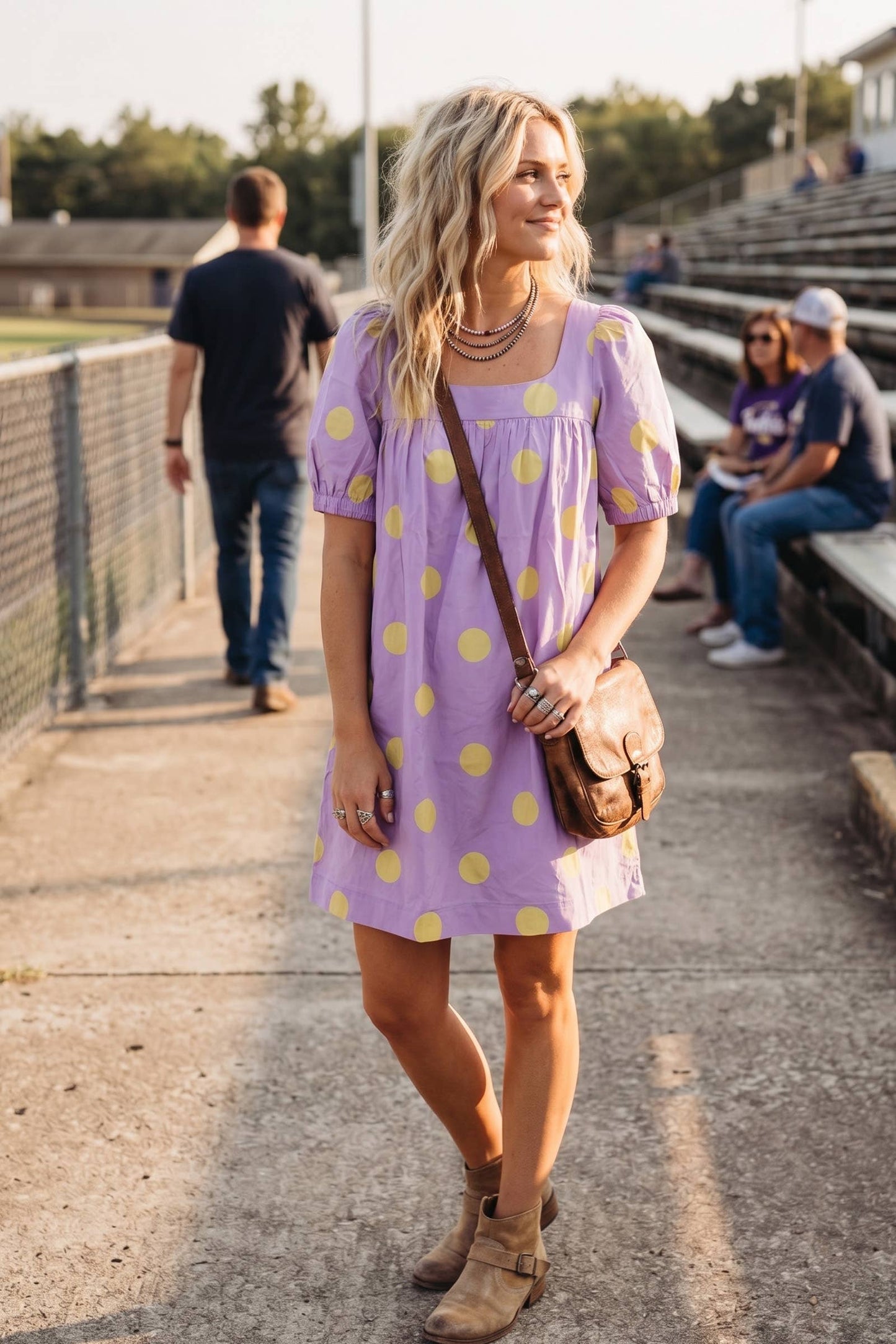 Gameday Polka Dot Puff Sleeve Dress