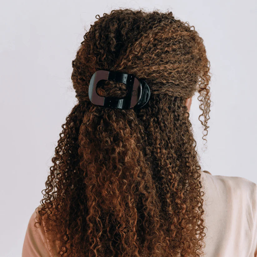 Flat Round Hair Clip - Large - Jet Black
