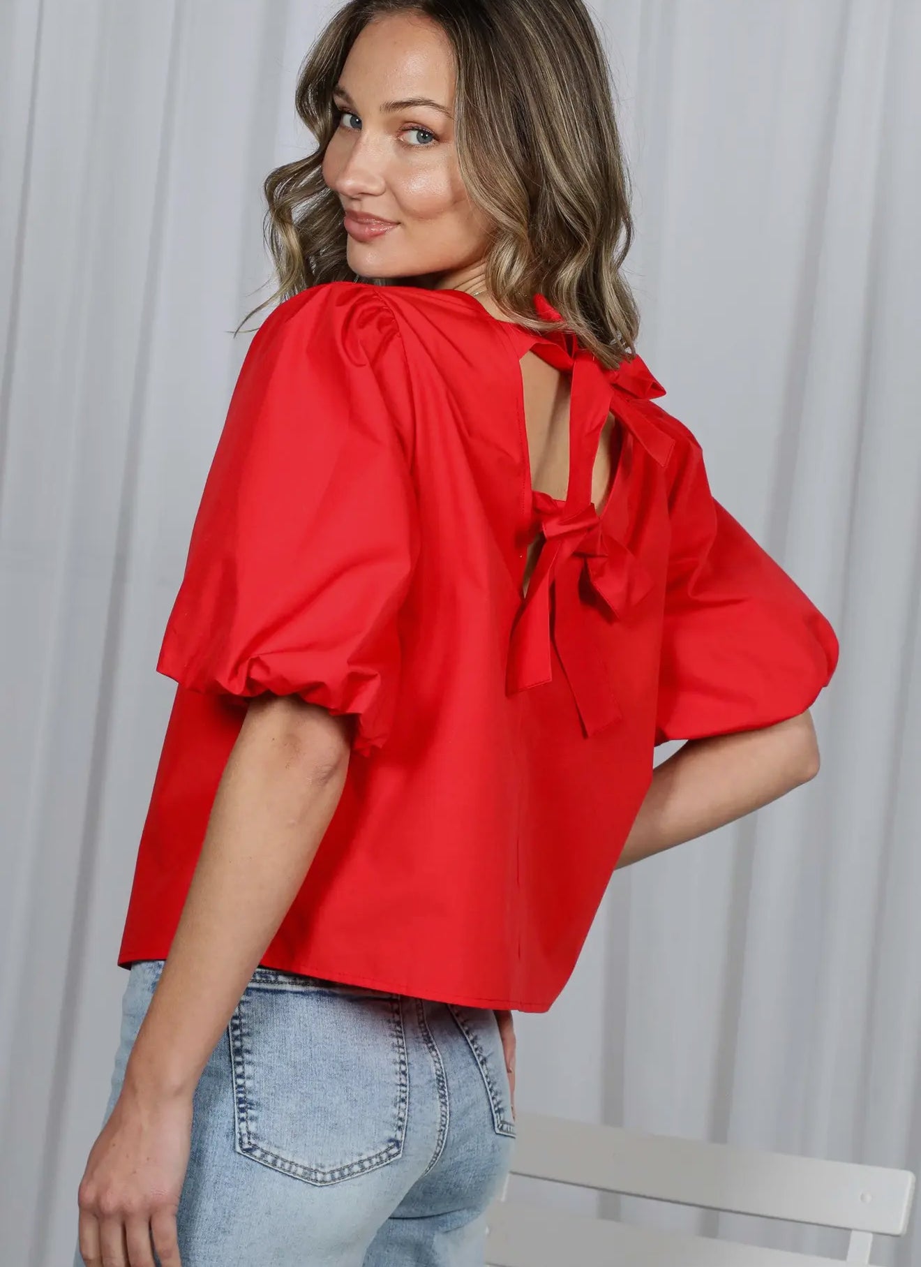 Sweetheart Bow-Back Blouse