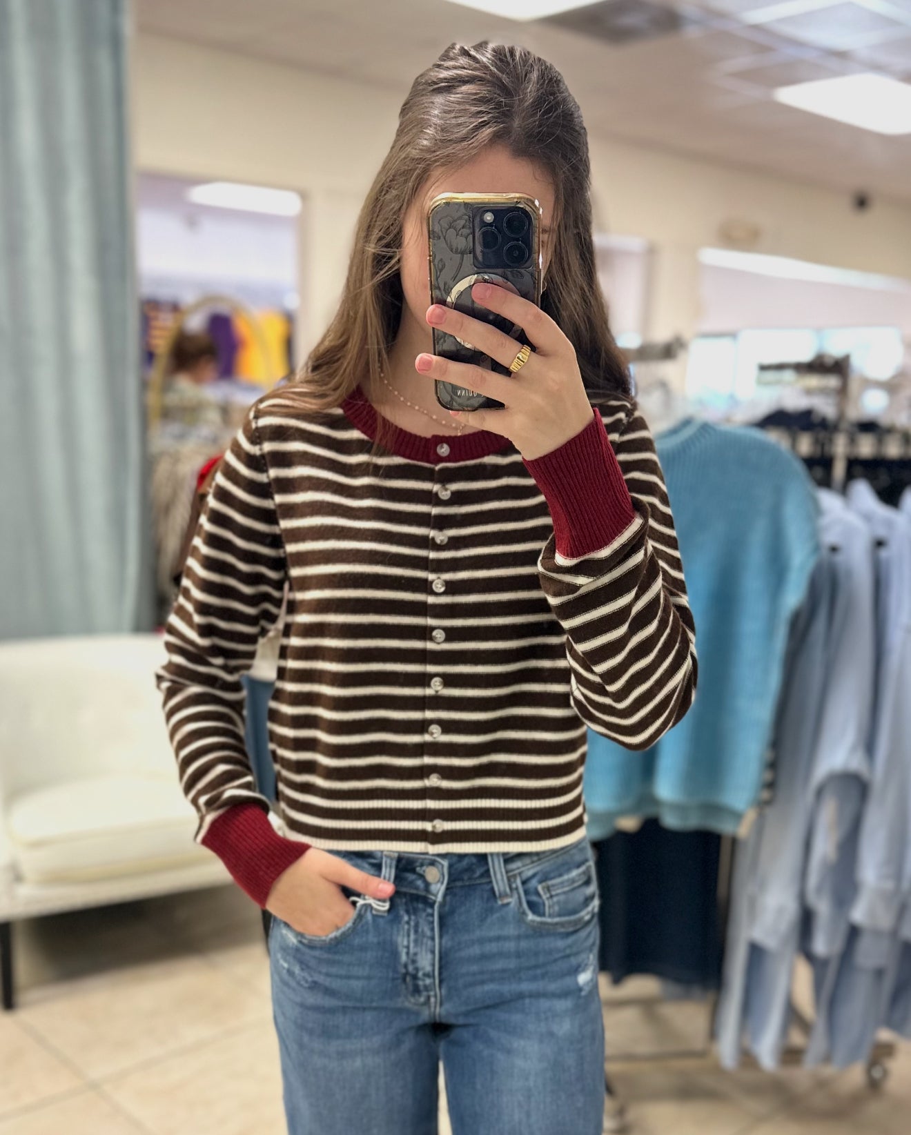 Café Stripe Cardigan