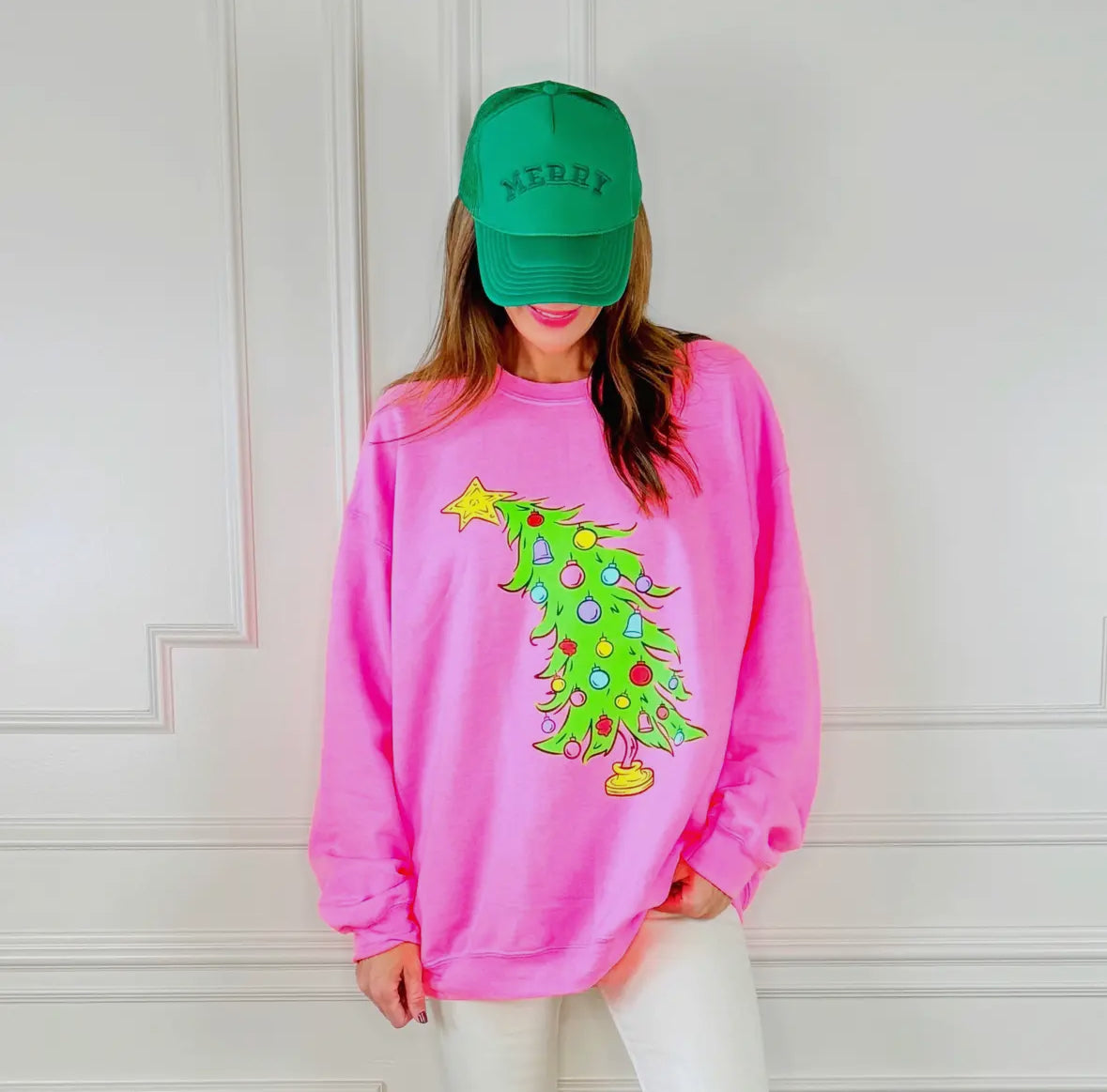 Tilted Tinsel Tree Crewneck