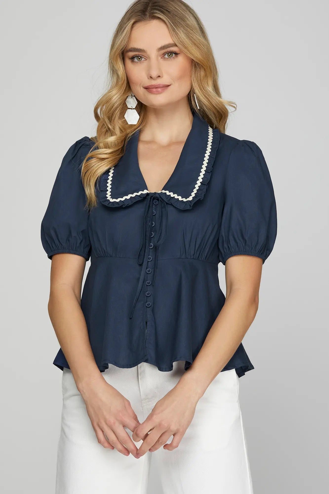 Sienna Ric Rac Trim Doll Collar Top