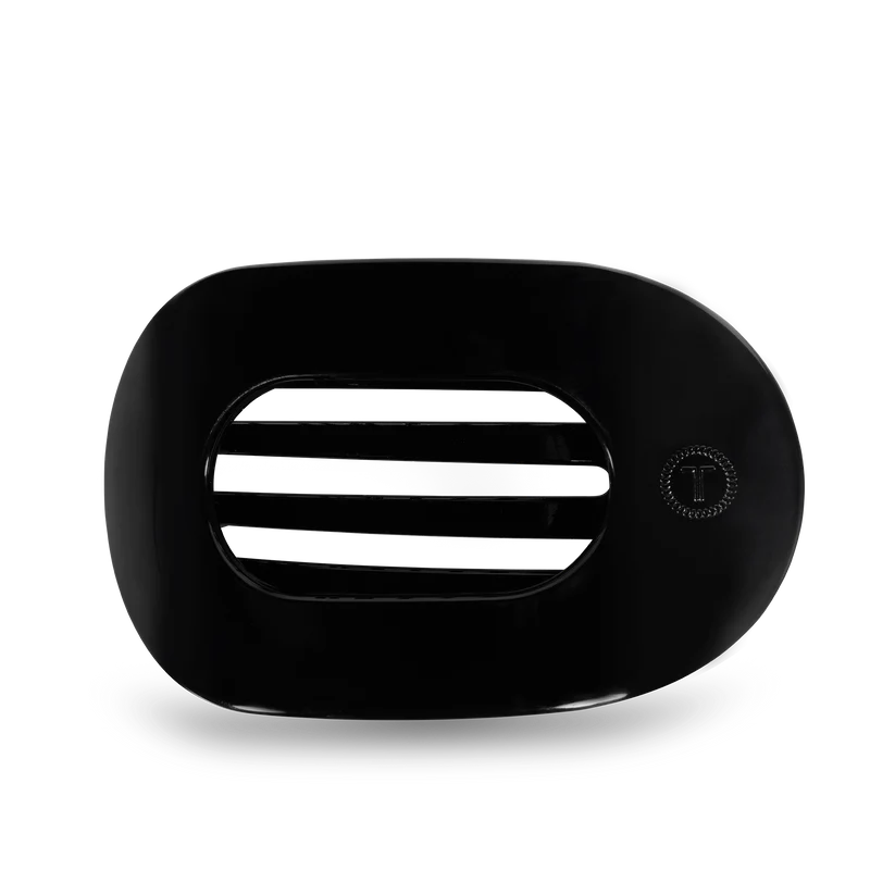 Jet Black Large Flat Round Hair Clip