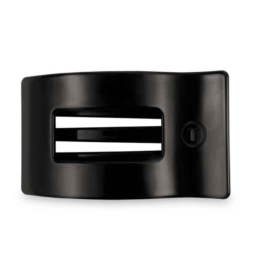 Jet Black Large Flat Rectangle Hair Clip