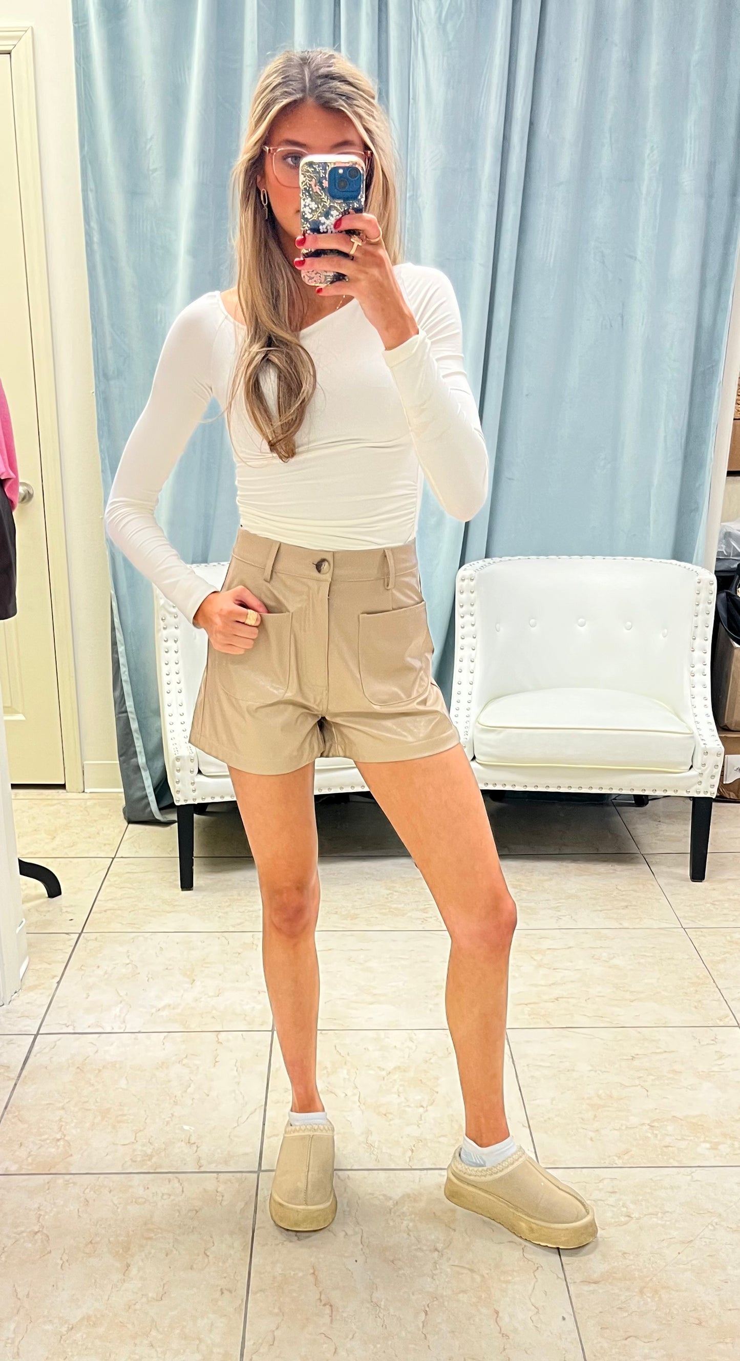 The Brooklyn Faux Leather Utility Shorts