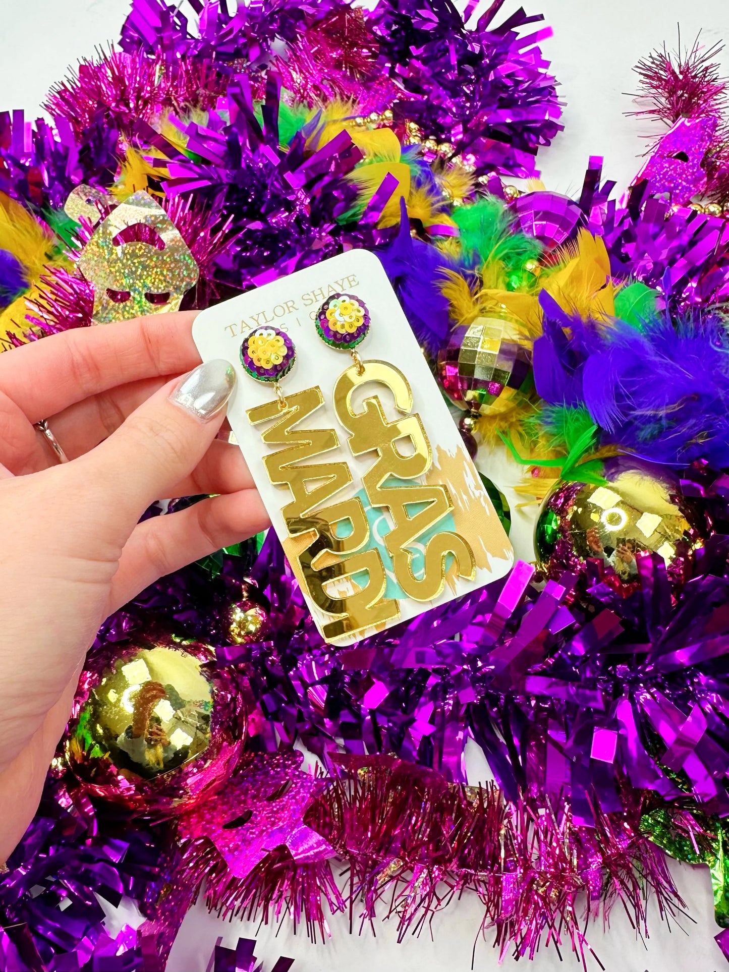 Gold Mirror Mardi Gras Drops