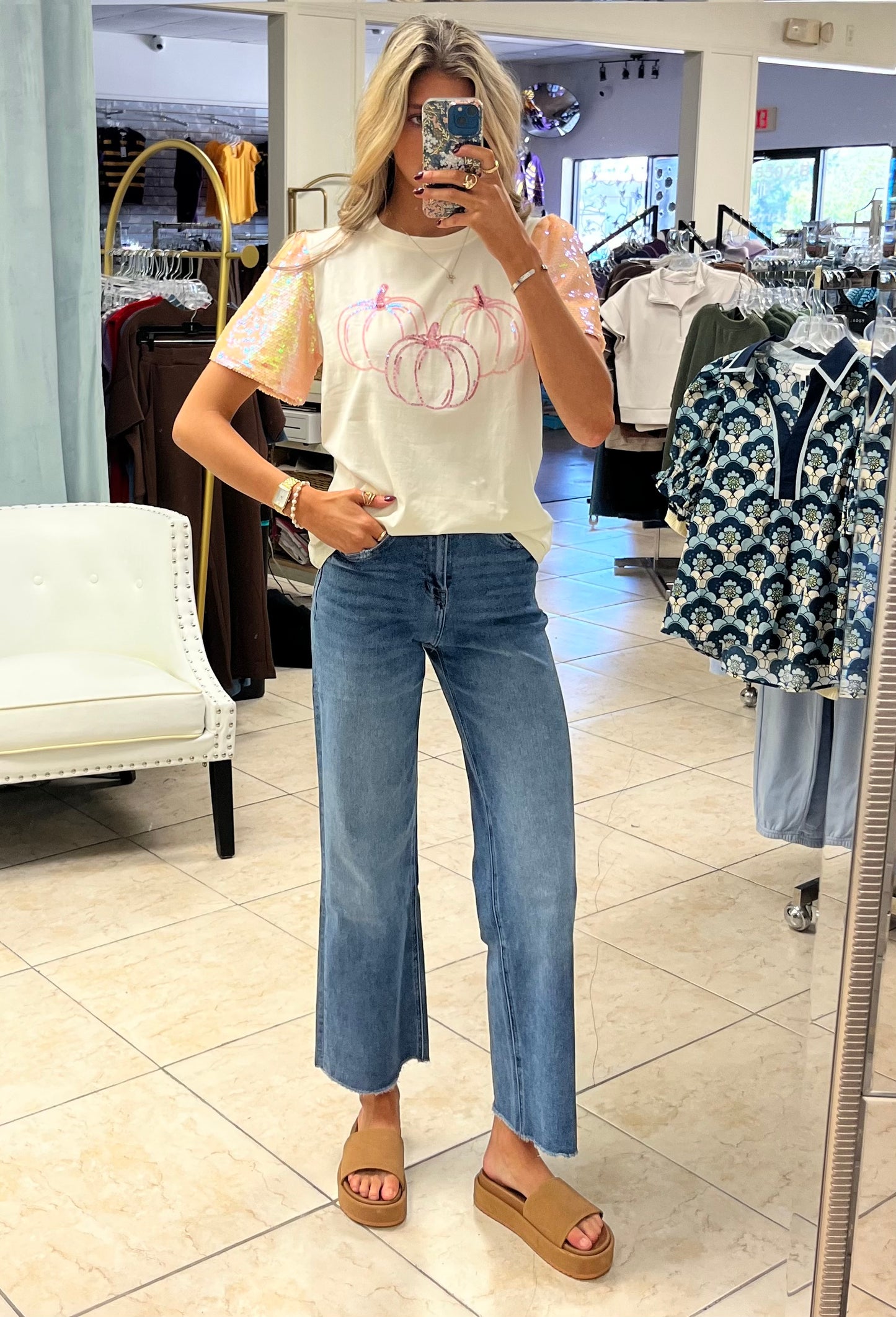 Sequin Pumpkin Patch Tee