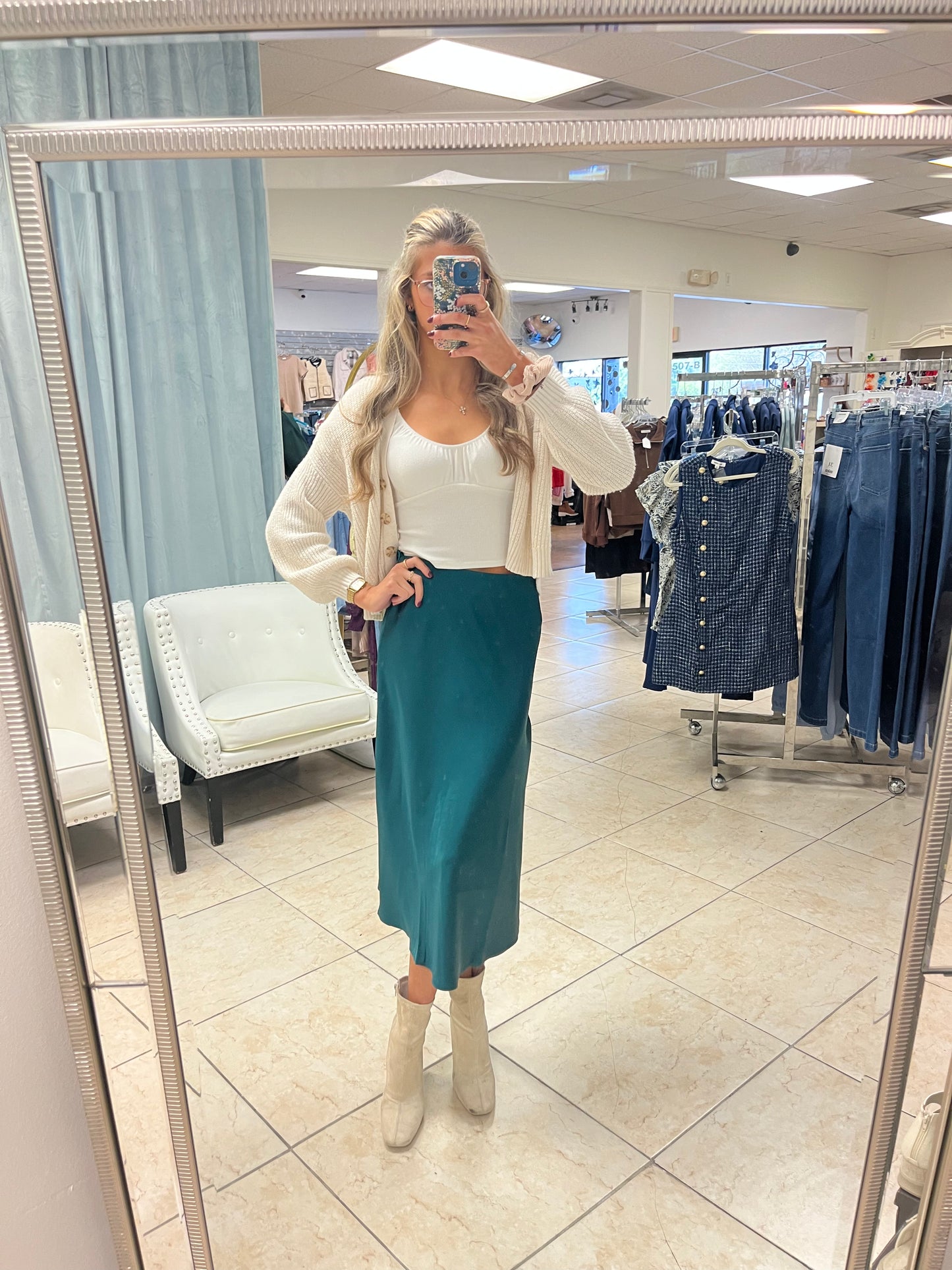 The Classic Satin Midi Skirt