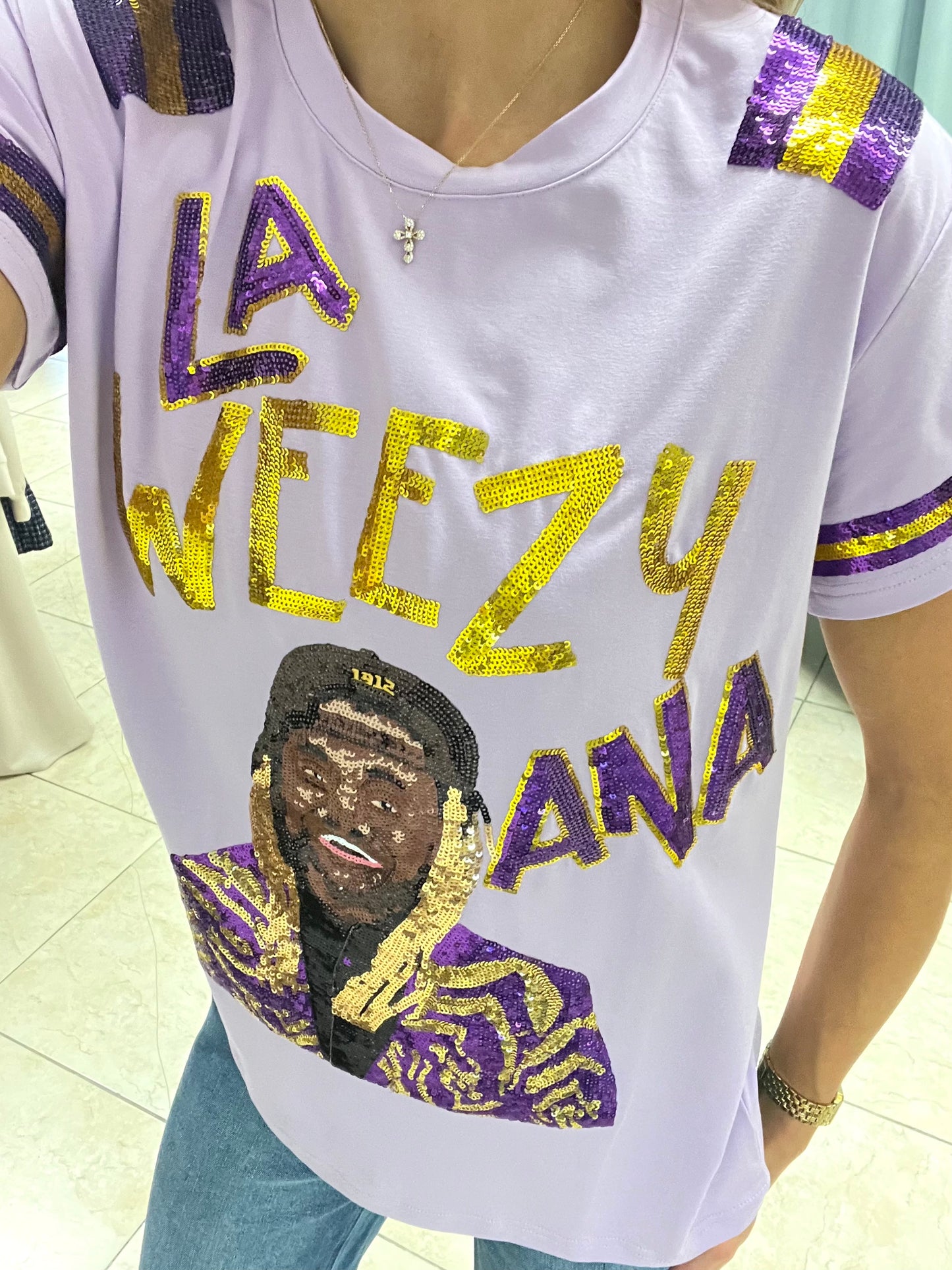 The “La-Weezy-Ana” Sequin Tee