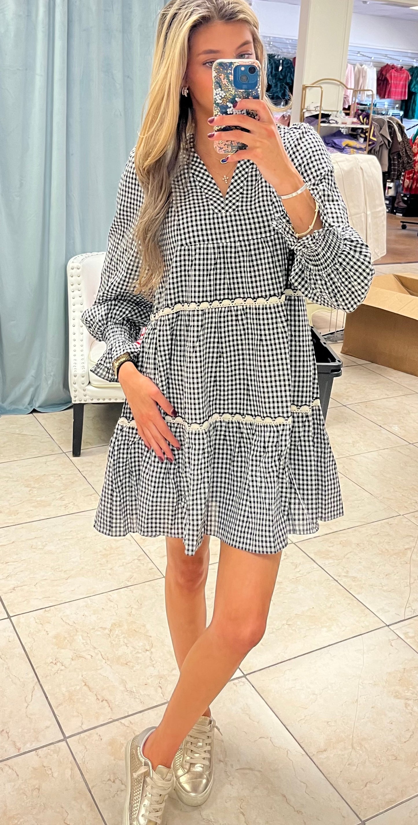 The Hadley Gingham Tiered Dress