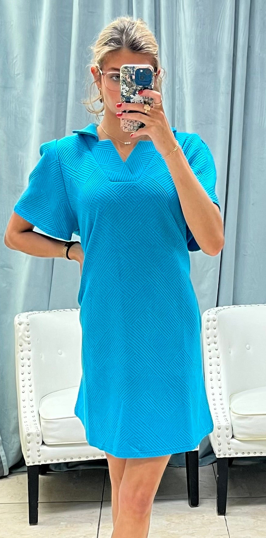 Avery Textured Knit Collar Dress