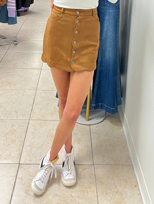 Sadie Scallop Suede Skirt