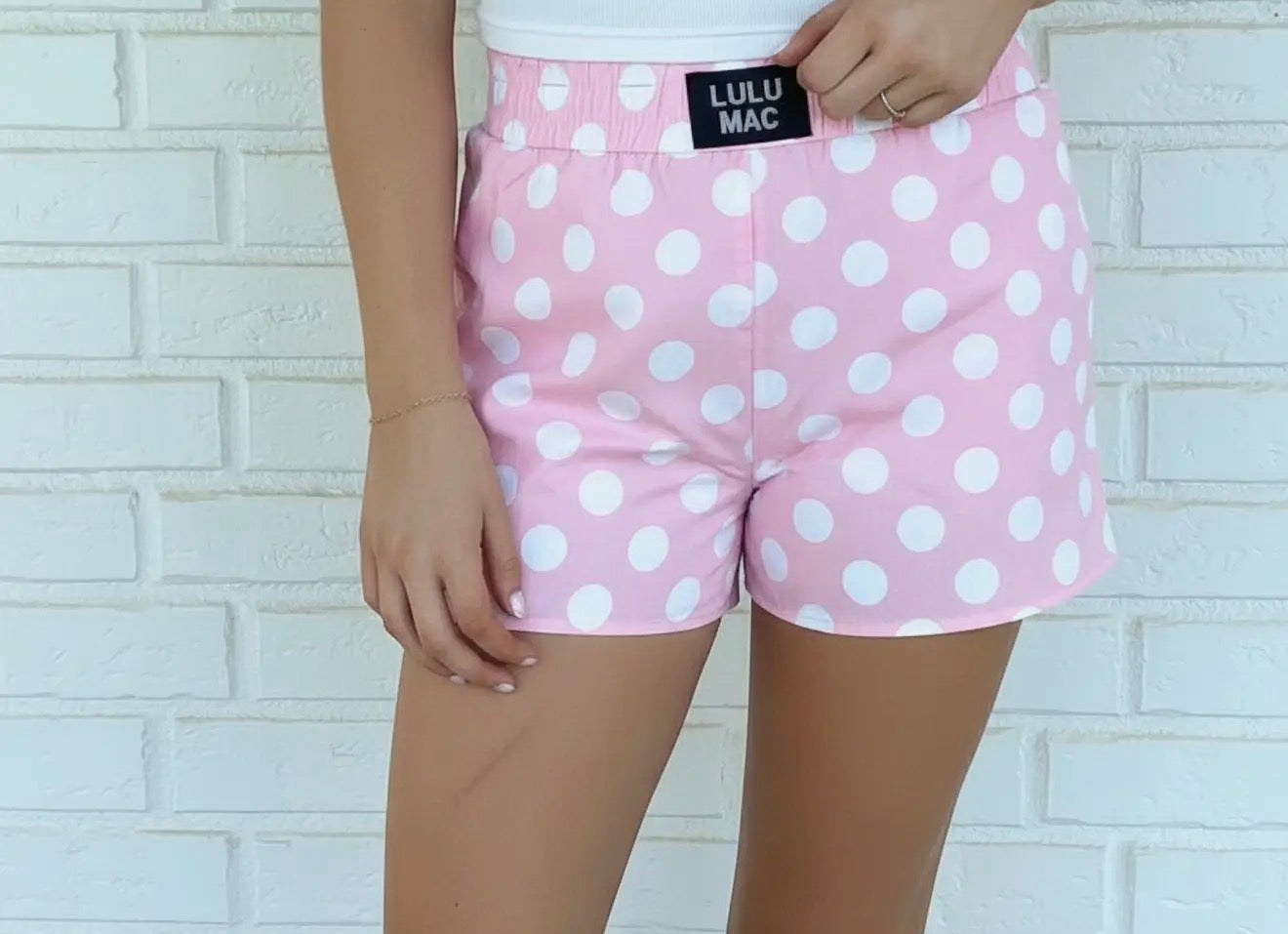 Lulu Mac Baby Pink Polka Dot Shorts