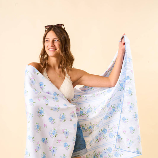 XL Quick-Dry Beach Towel-Petal Parade Blue