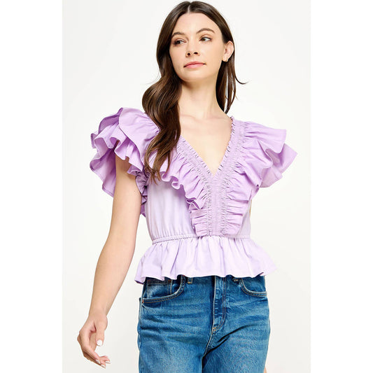 Sassy Poplin Detail Knit Top