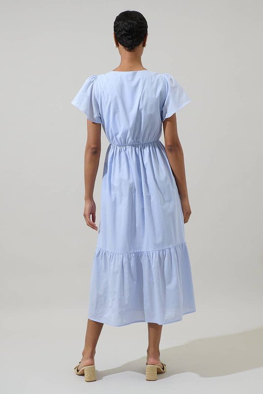 Blue Skies Button Midi Dress