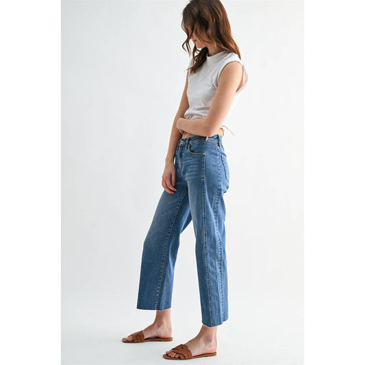 The Sloane Mid Rise Straight Tummy Tuck Crop Jeans