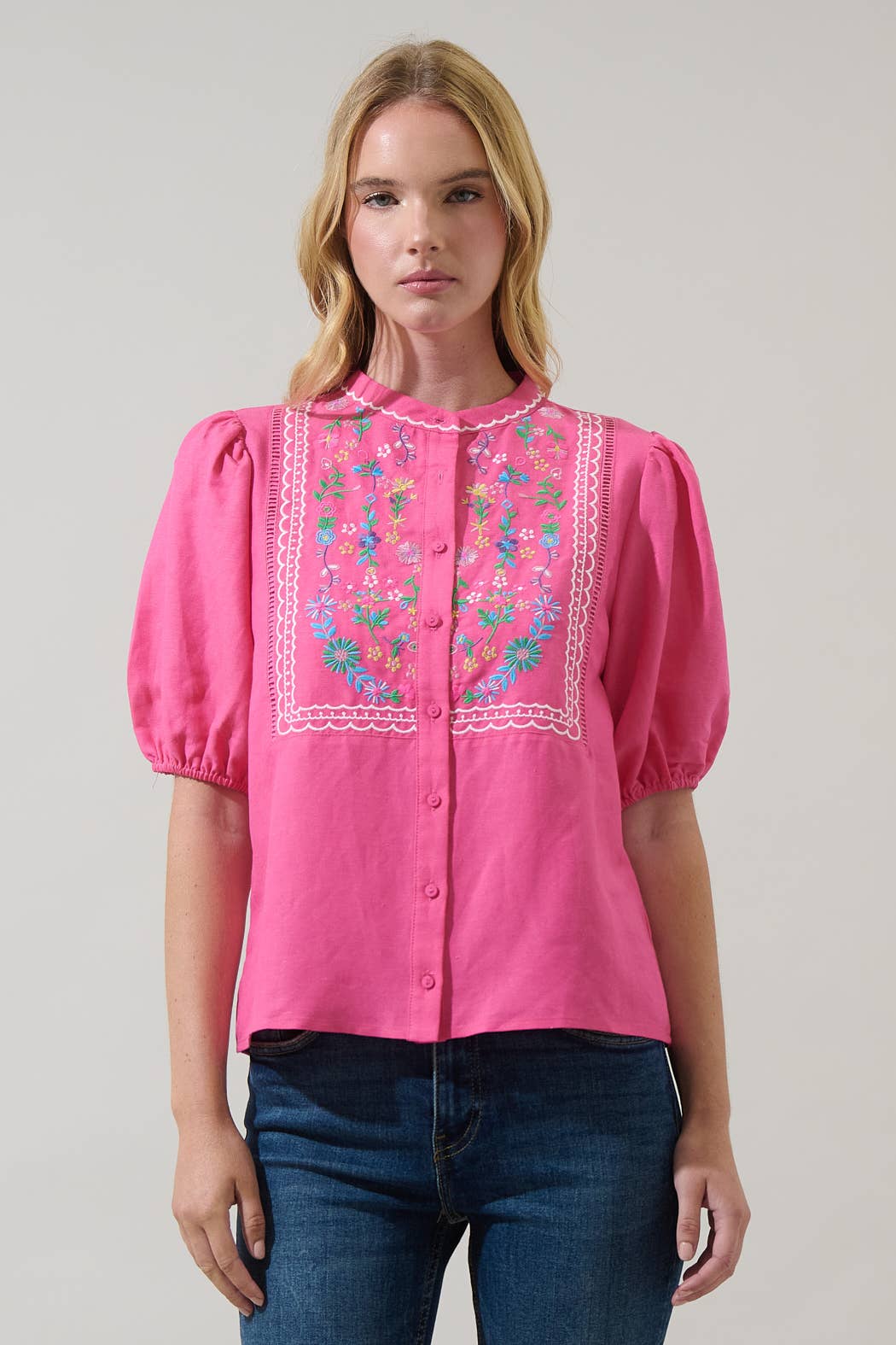 Kenedy Embroidered Puff Sleeve Top