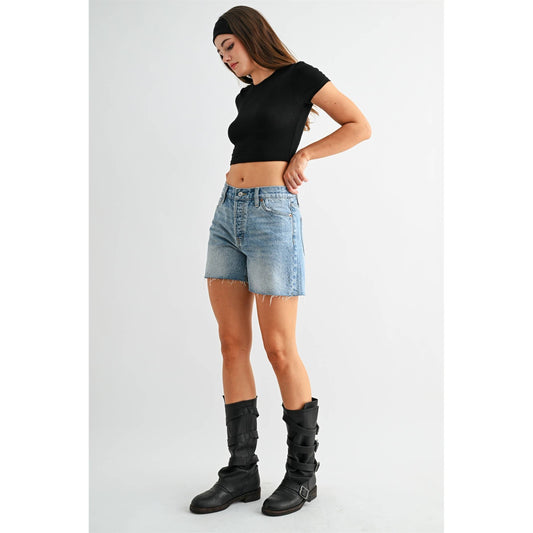 Kinsley High-Rise Raw Hem Shorts