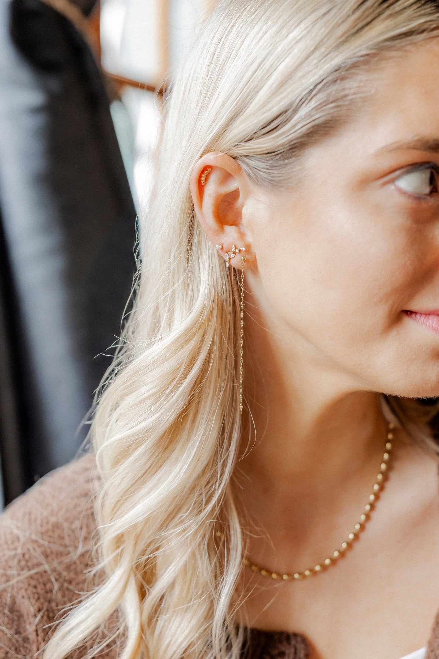 Screwback Stud Earrings - Chloe Climber Gold
