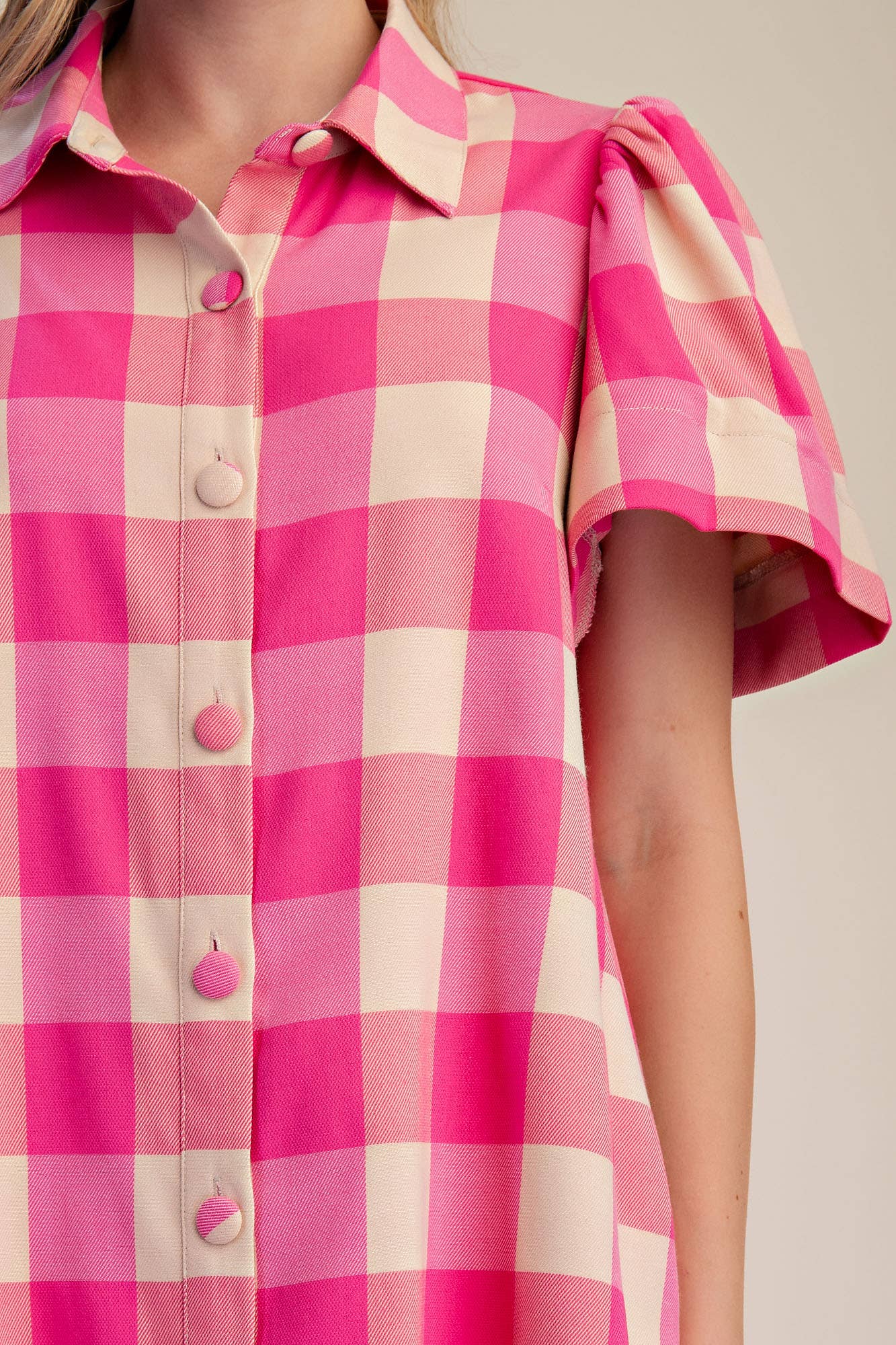 Poppy Gingham Button Down Mini Dress