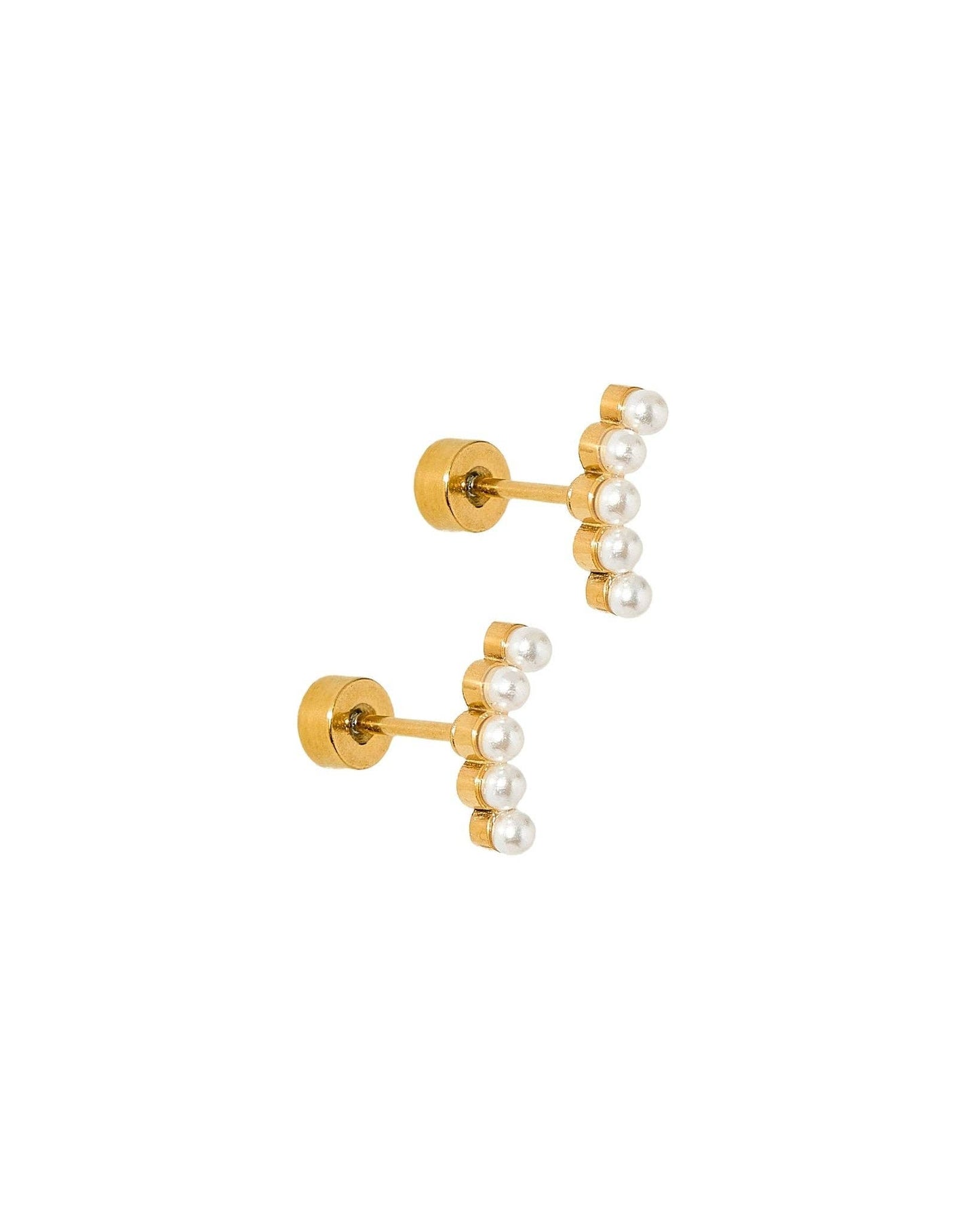 Screwback Stud Earrings - Abigail Pearl Gold