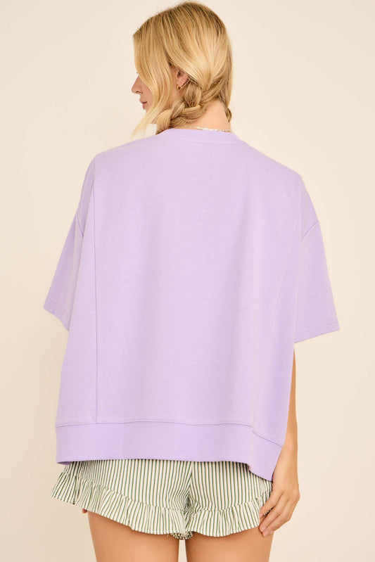 Mardi Gras Oversized Graphic Tee with Stud Details