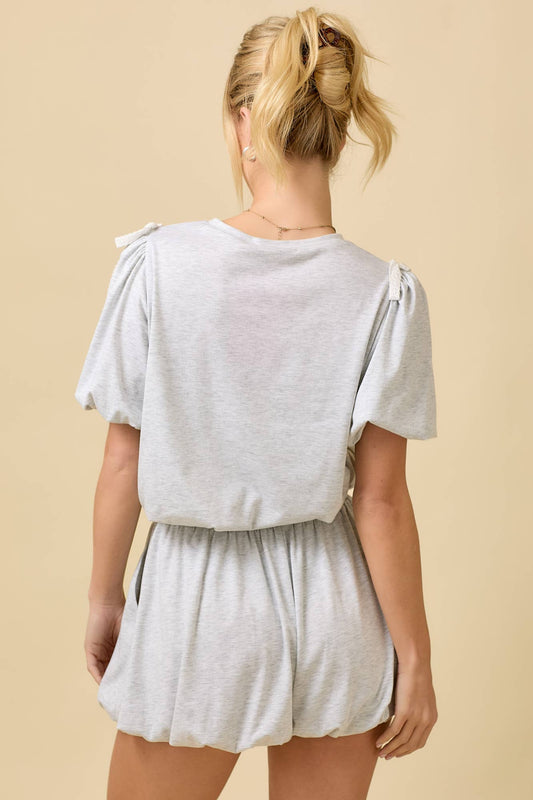 Crop Top With Bubble Sleeves And Lace