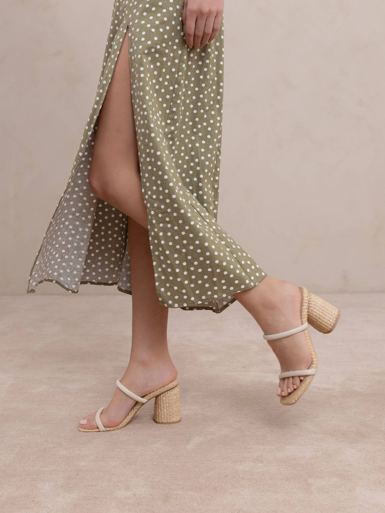 The Margaret Beige | Rattan Heel