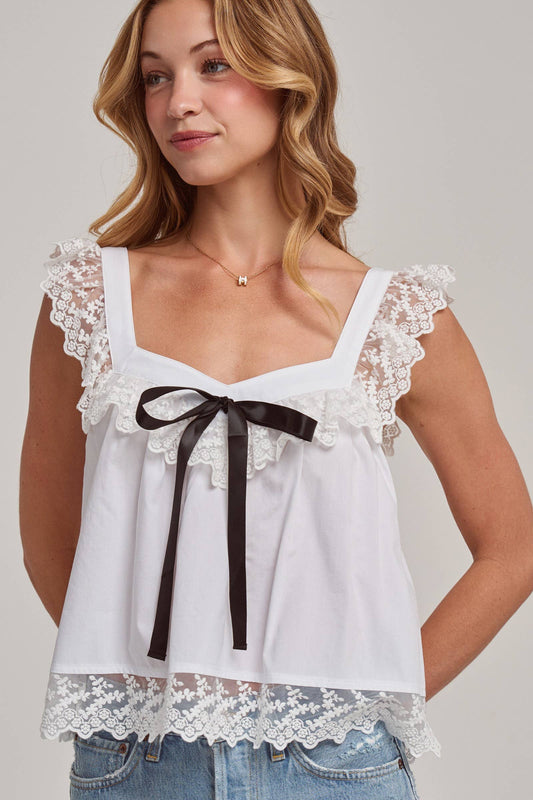 Delilah Lace Bow Blouse