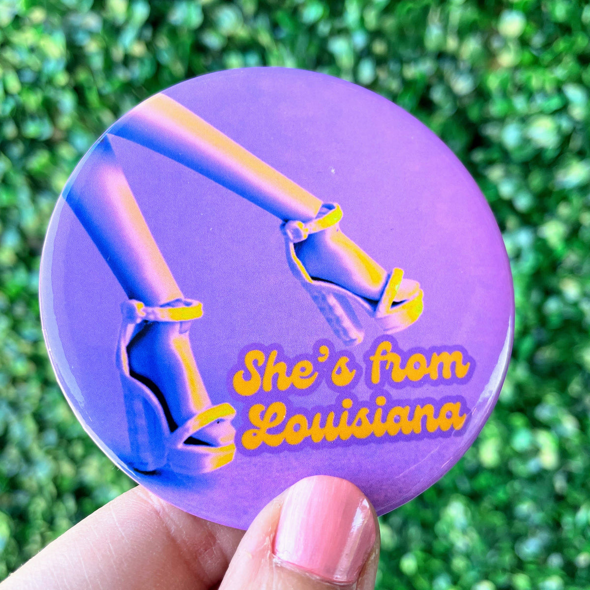 She - Louisiana - Purple & Yellow - Game Day Button