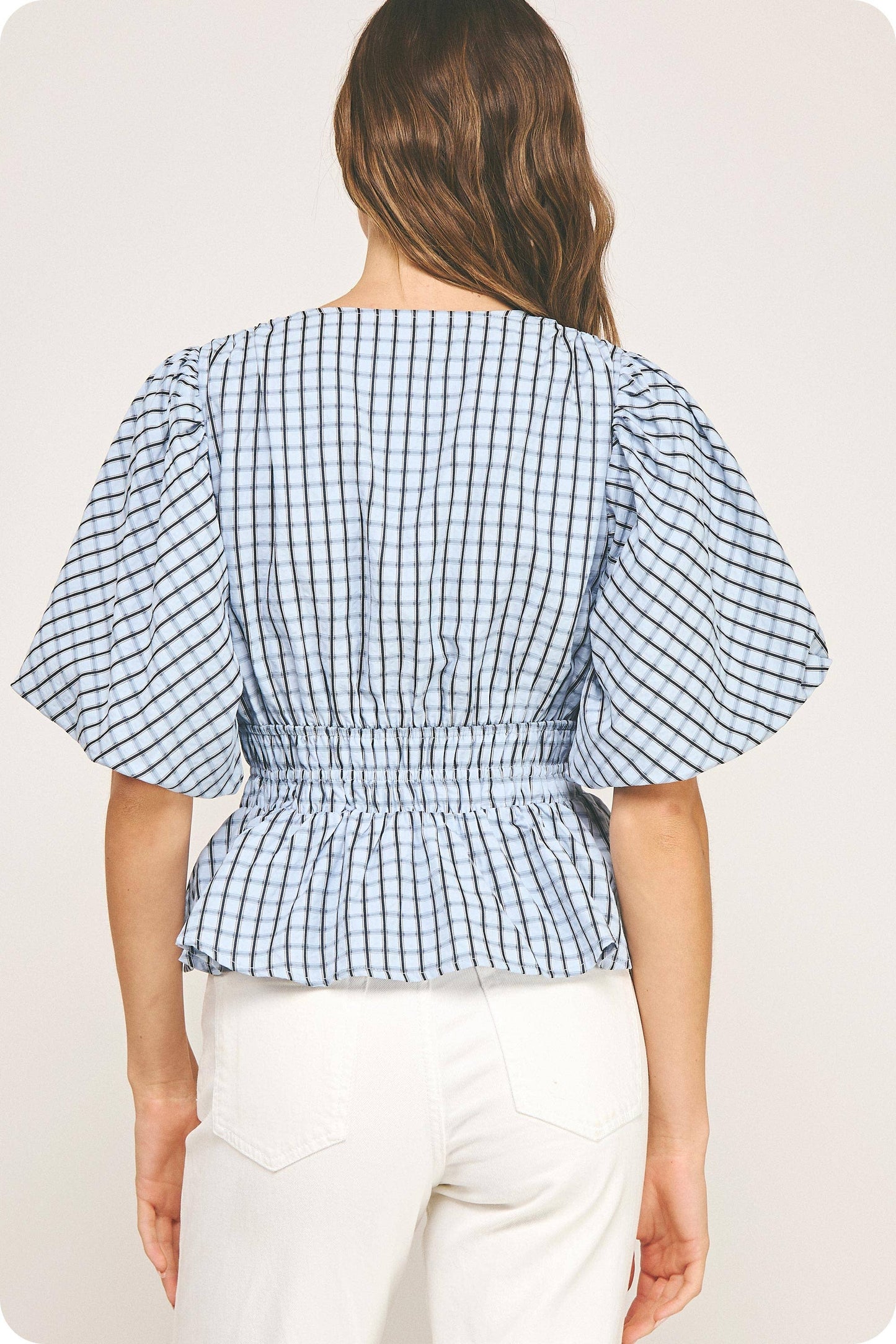 Bristol Windowpane Peplum Top