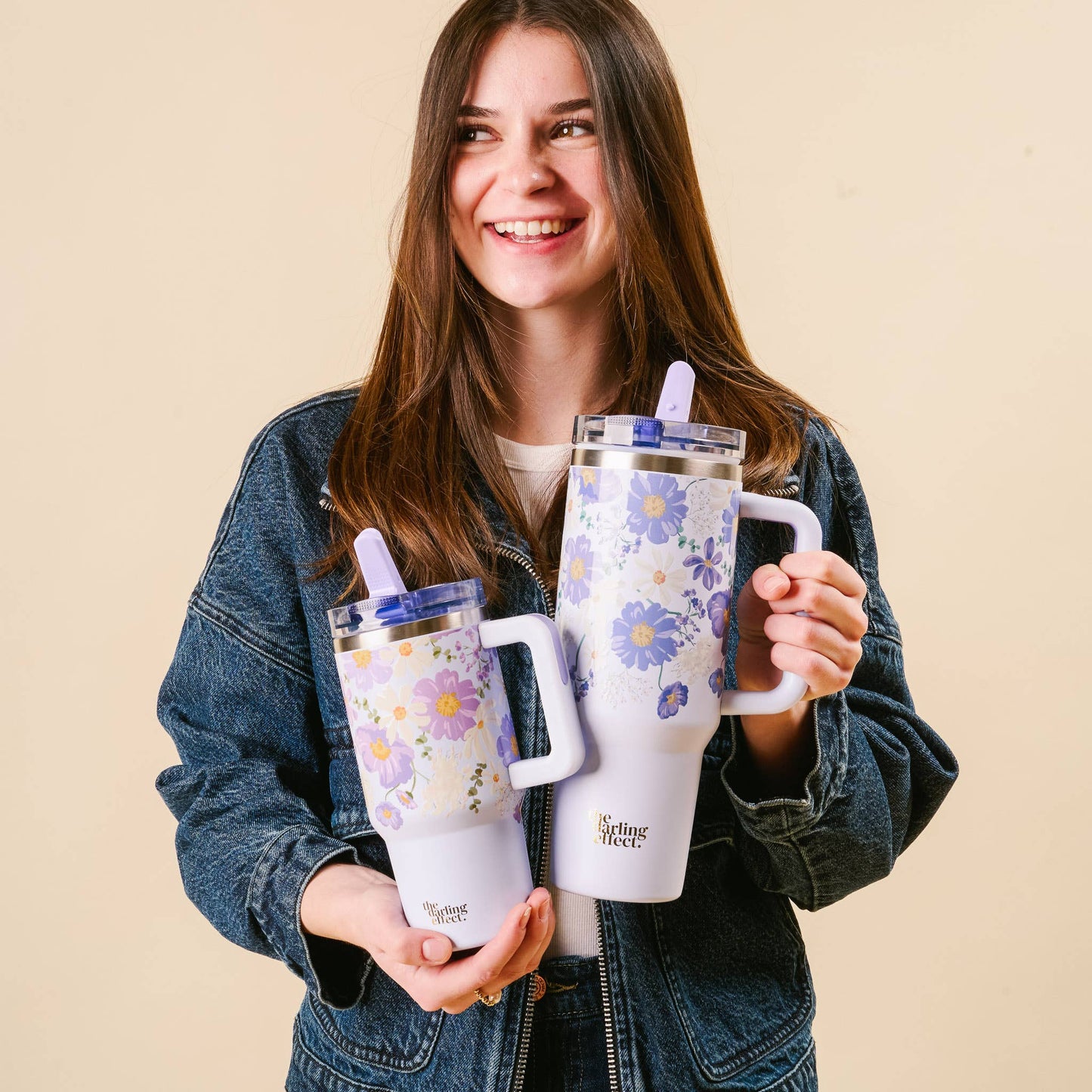 40 oz Lifestyle Flip Straw Tumbler-Bouquet Beauty Purple