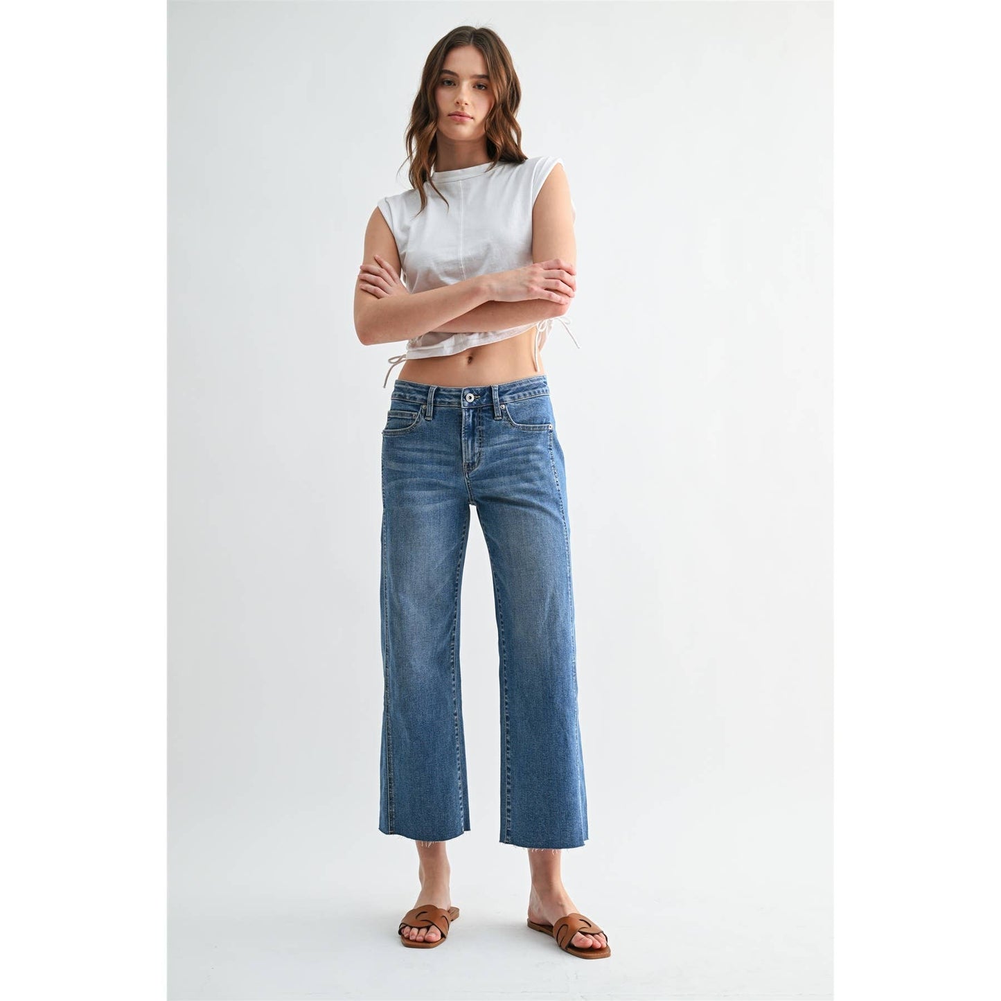 The Sloane Mid Rise Straight Tummy Tuck Crop Jeans