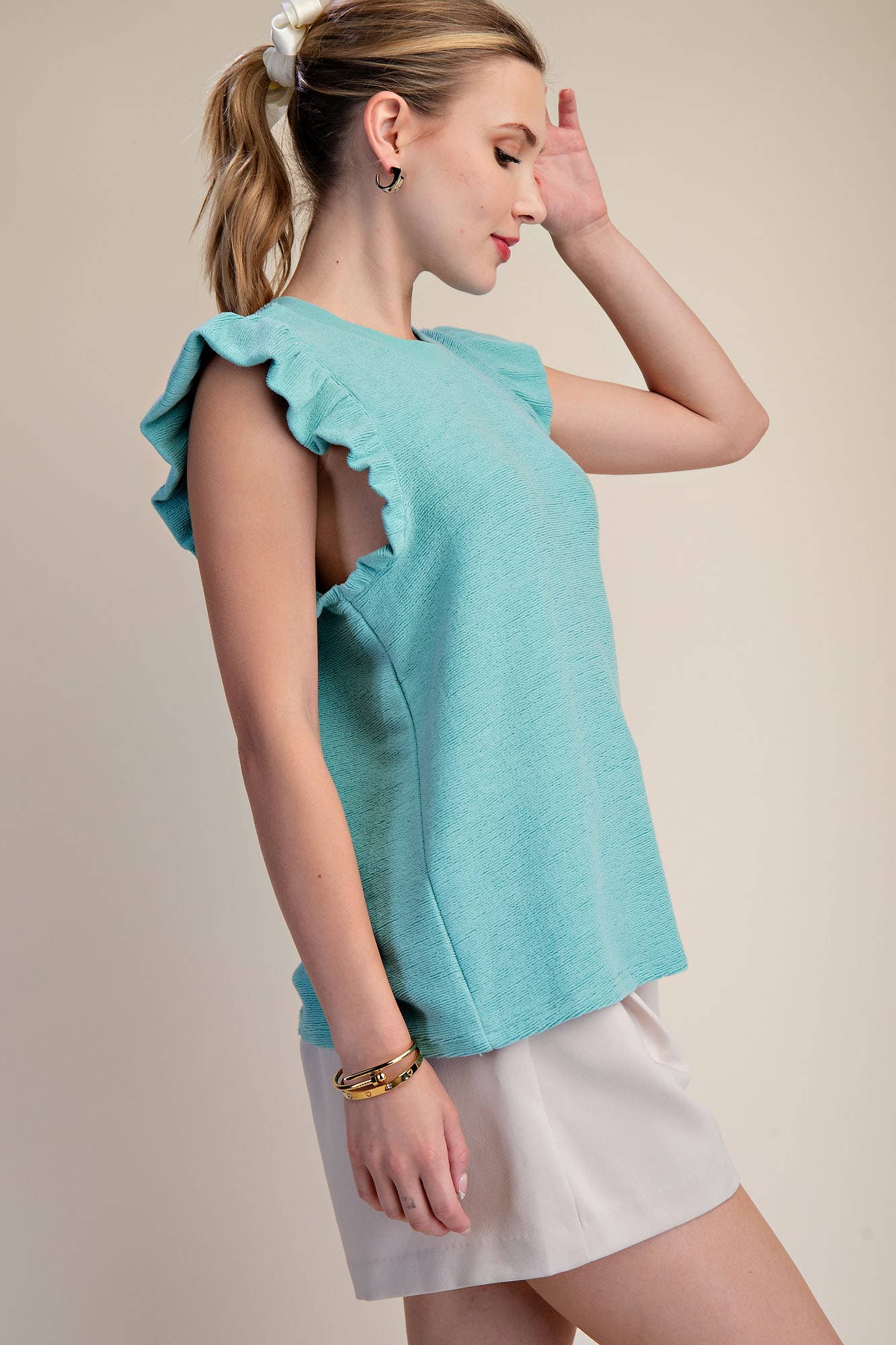 Lennox Brushed Ruffle Sleeve Top