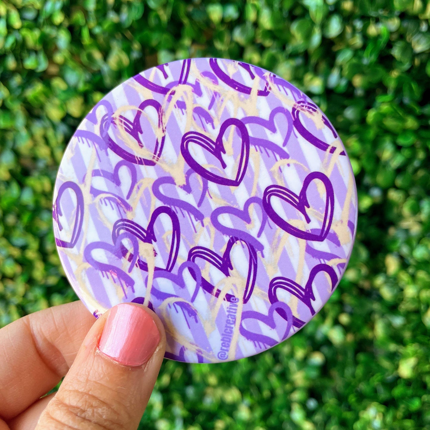 Team Hearts - Purple & Yellow - Game Day Button