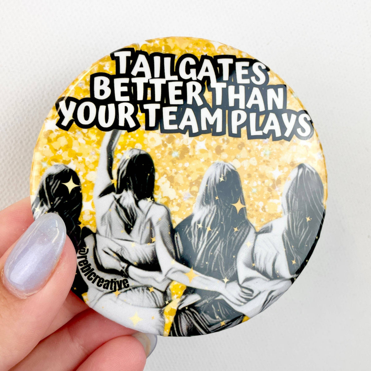 Tailgates Better - Black & Yellow - Game Day Button